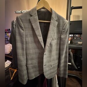 Topman Men's Gray Checkered Blazer Jacket US40